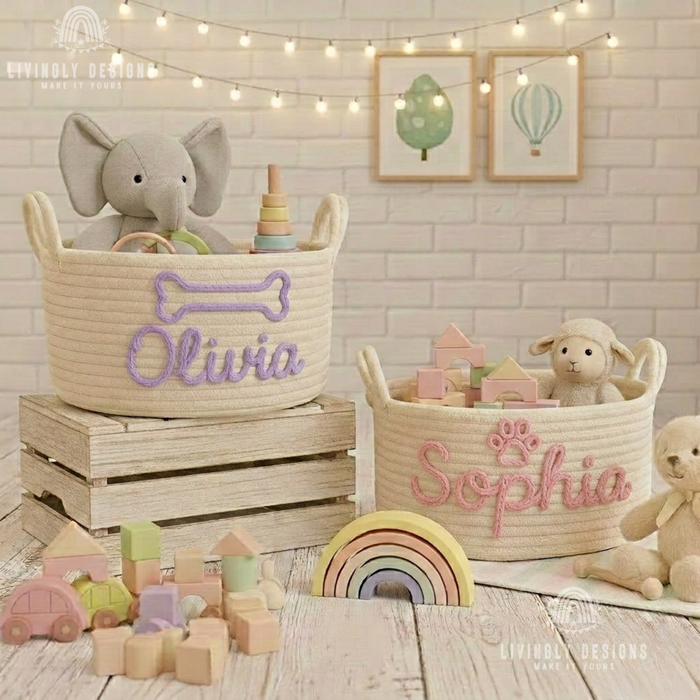 Personalized Dog or Kids Toy Basket