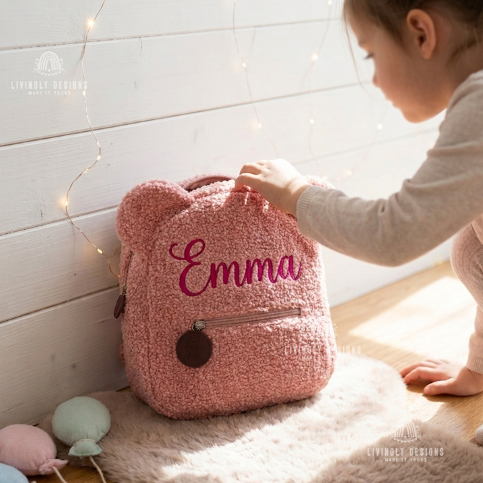 Custom Embroidered Name Teddy Bear Backpack