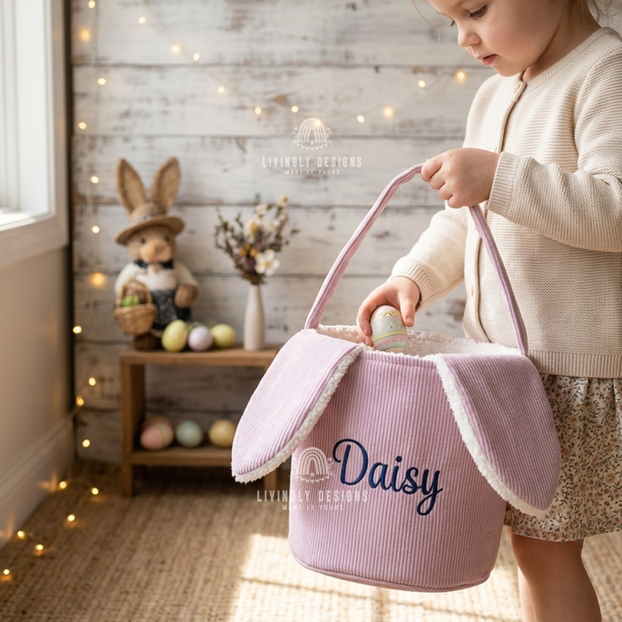 Personalized Corduroy Bunny Easter Basket
