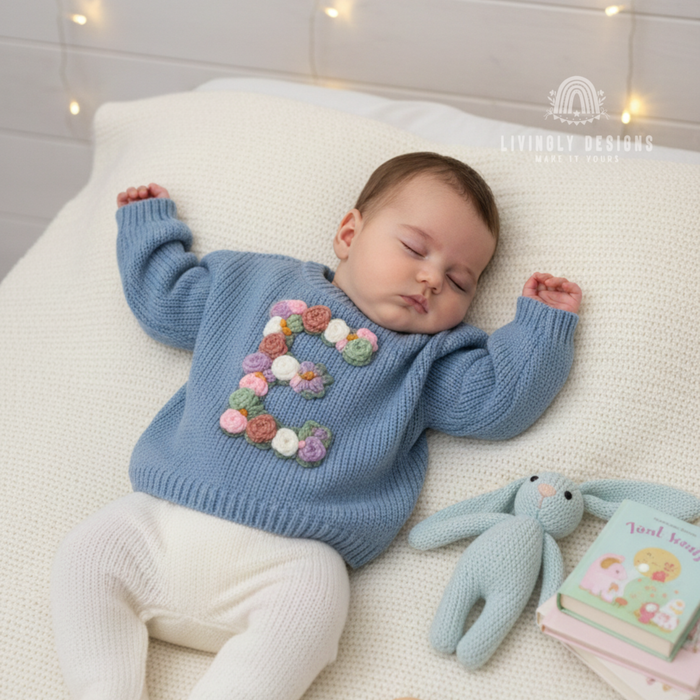 Custom Letter Floral Monogram Kids Jumper
