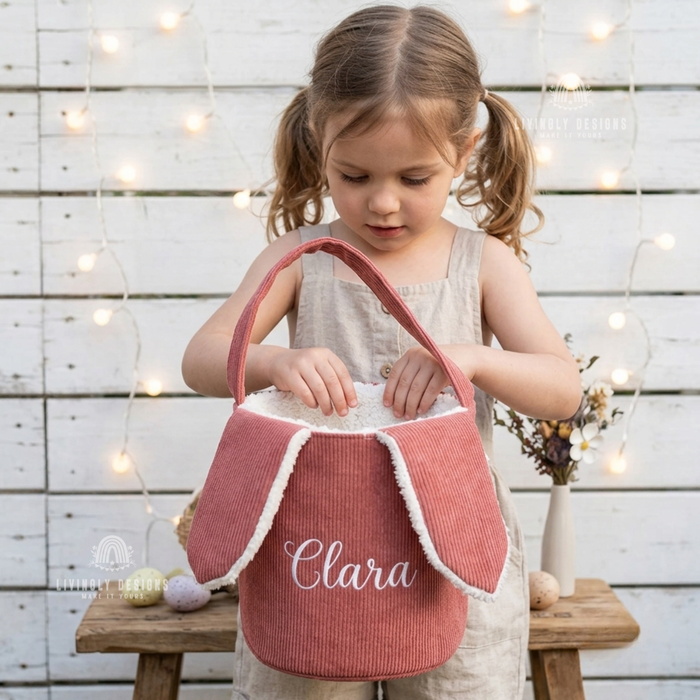 Personalized Corduroy Bunny Easter Basket
