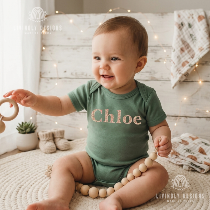 Custom Embroidered Floral Initial Onesie Romper