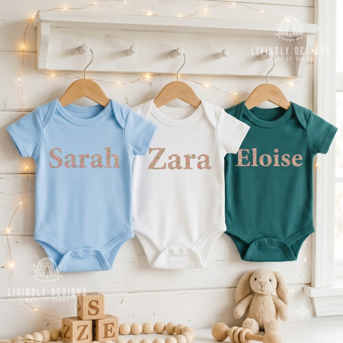 Custom Embroidered Floral Initial Onesie Romper