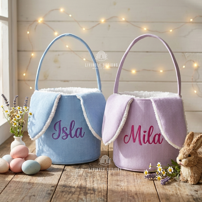 Personalized Corduroy Bunny Easter Basket