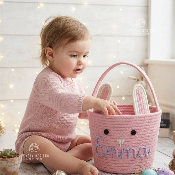 Personalized Cotton Rope Easter Basket