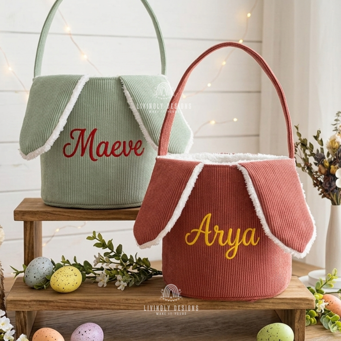 Personalized Corduroy Bunny Easter Basket