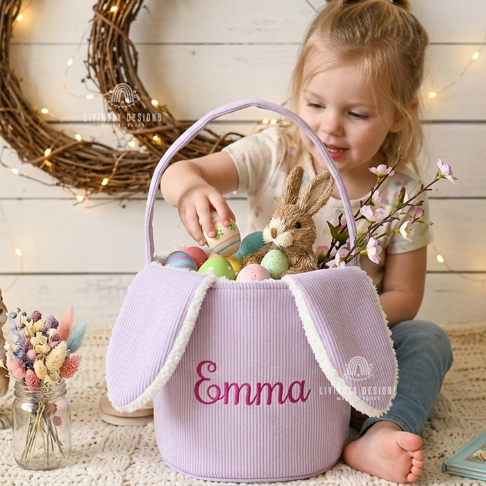 Personalized Corduroy Bunny Easter Basket