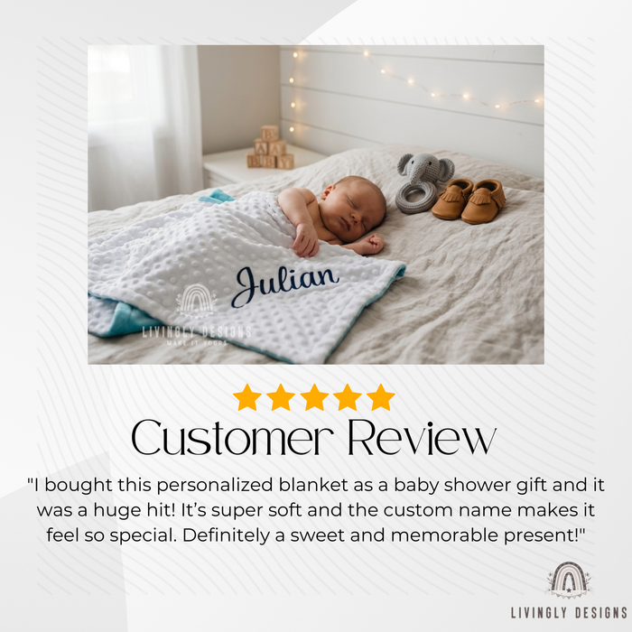 Custom Embroidered Baby Bubble Blanket with Satin Edge