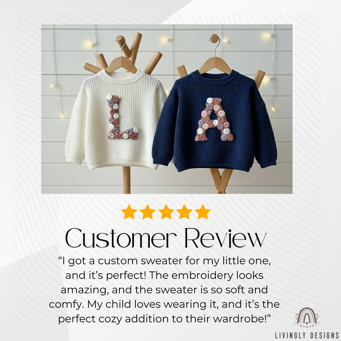 Custom Letter Floral Monogram Kids Jumper