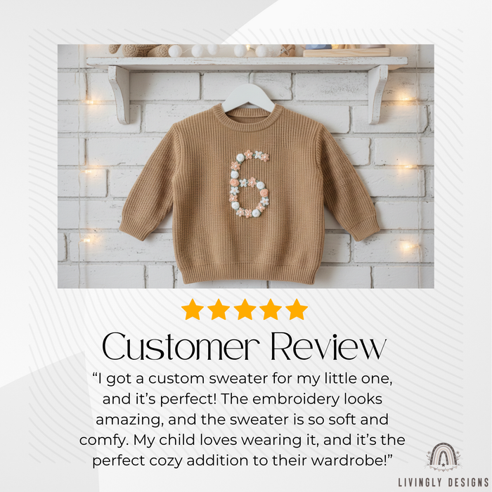 Custom Floral Number Sweater: Kids, Toddlers & Babies Pastel Number Keepsake Jumper