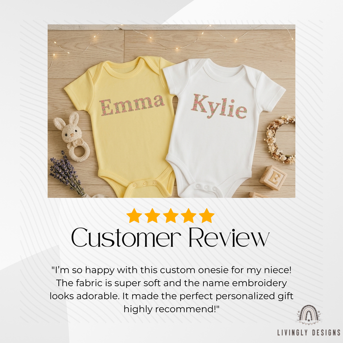 Custom Embroidered Floral Initial Onesie Romper
