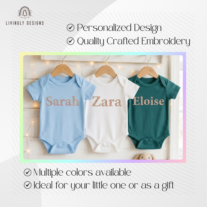 Custom Embroidered Floral Initial Onesie Romper