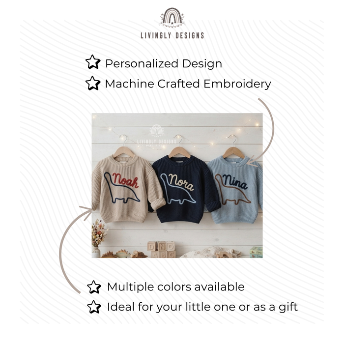 Custom Name Dinosaur Kids Sweater