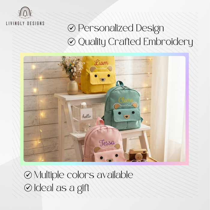 Personalized Bear Backpack Toddler Travel Bag