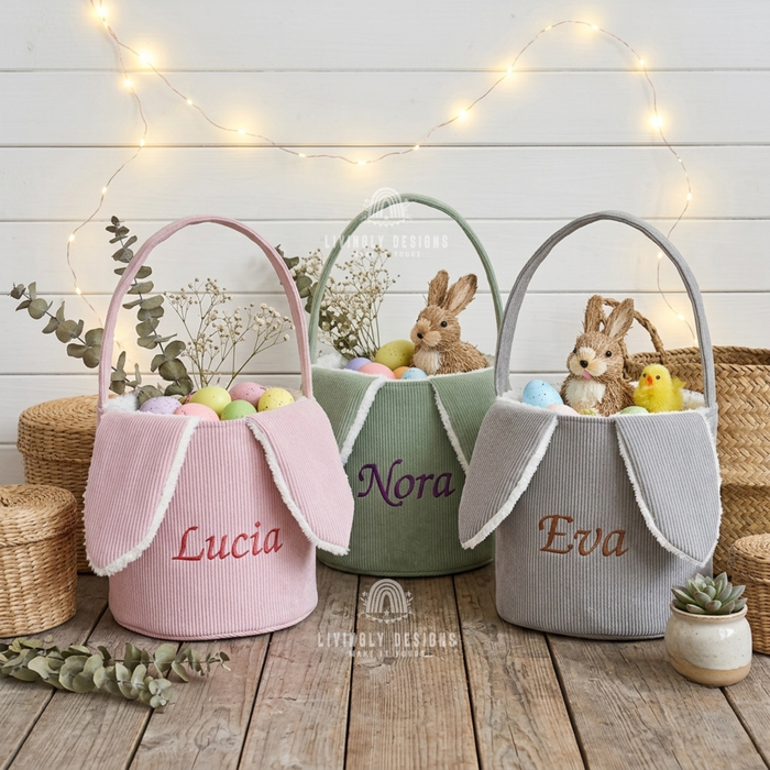 Personalized Corduroy Bunny Easter Basket
