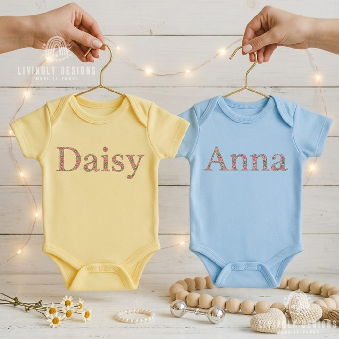 Custom Embroidered Floral Initial Onesie Romper