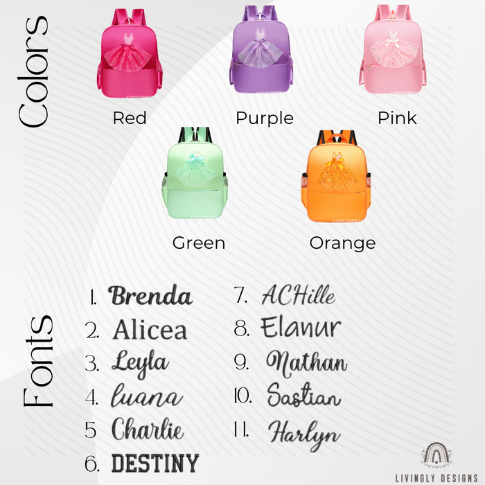 Bag Colors and Font List for Livingly