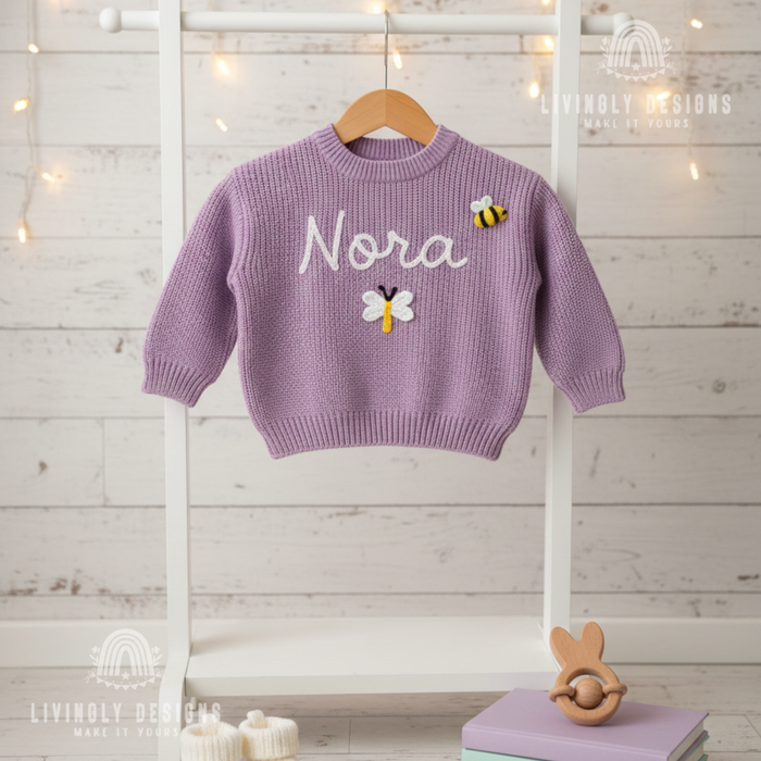 Custom Name Floral Bloom Kids Sweater