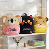 Koala, cat, and tiger backpacks named Cecile, James, and Jonas