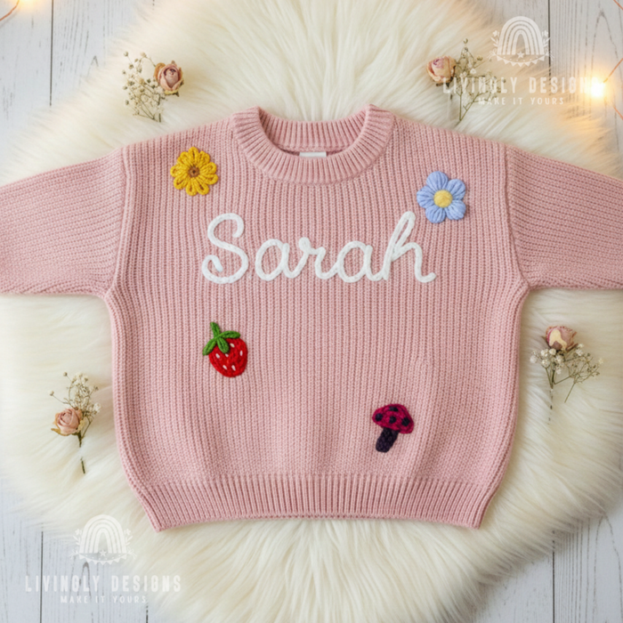 Custom Name Fairy Garden Themed Baby & Kids Sweater