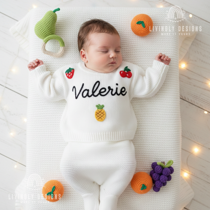 Custom Name Fruit Stand Themed Kids/Baby Sweater