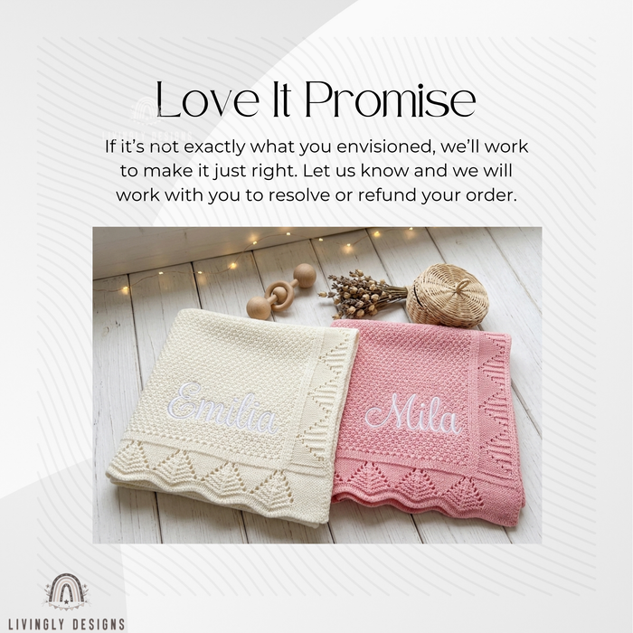 Personalized Knit Baby Blanket with Embroidered Name