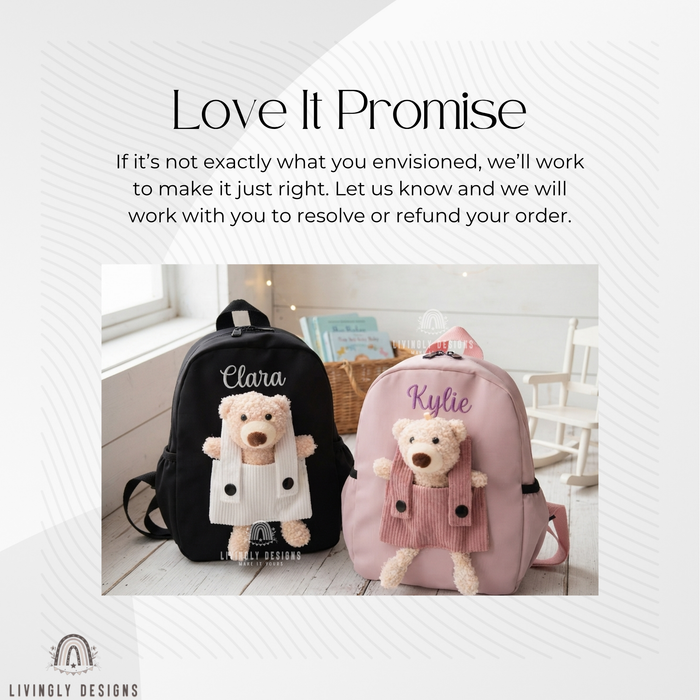 Personalized Teddy Bear Backpack Machine Embroidered Kids School Bag