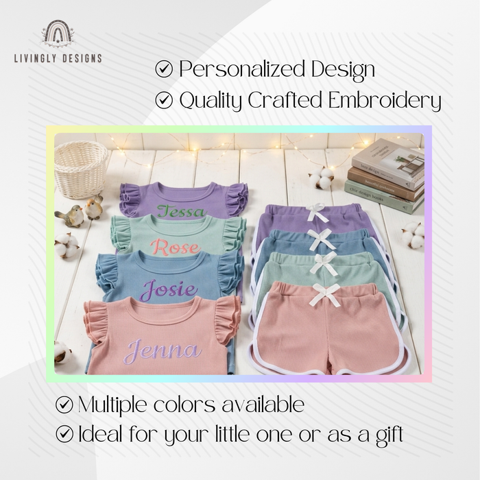 Personalized Embroidered Name Ruffle Top & Shorts