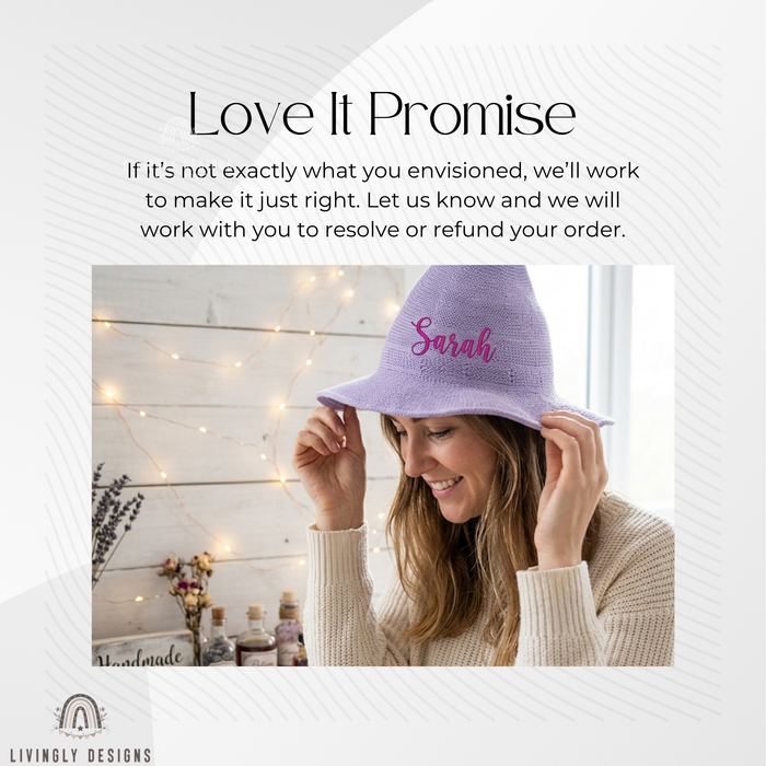 Personalized Embroidered Knit Witch Hat: Foldable Halloween Costume