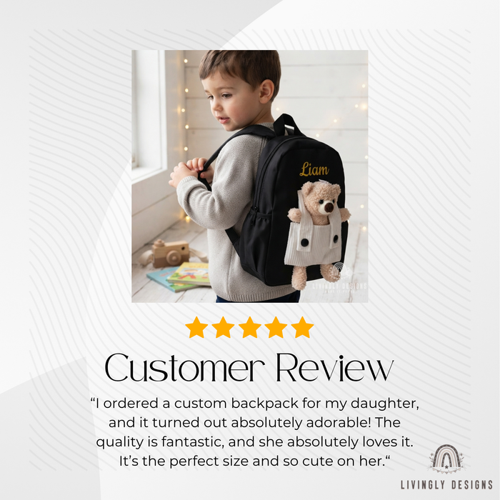 Personalized Teddy Bear Backpack Machine Embroidered Kids School Bag