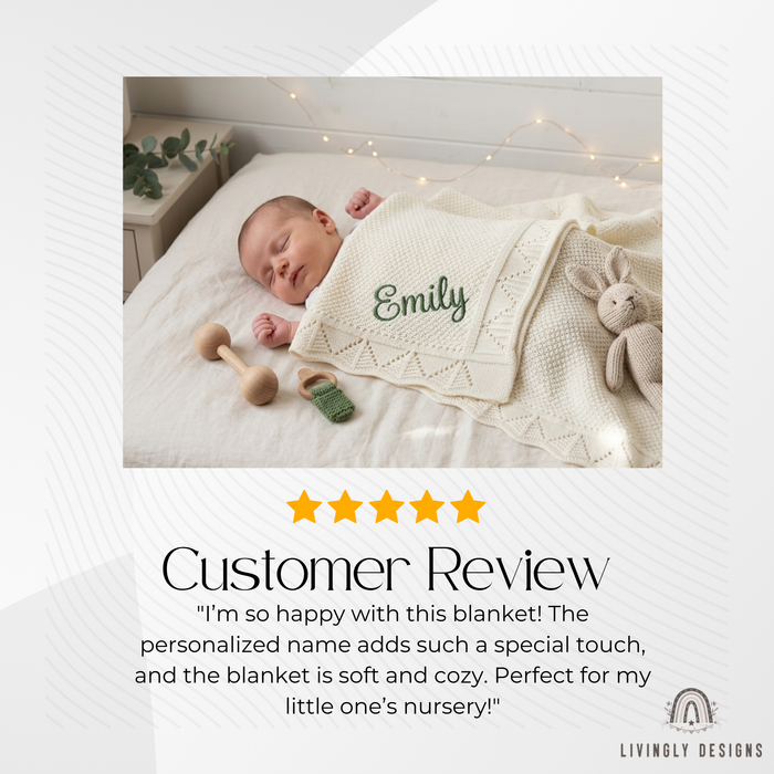 Personalized Knit Baby Blanket with Embroidered Name