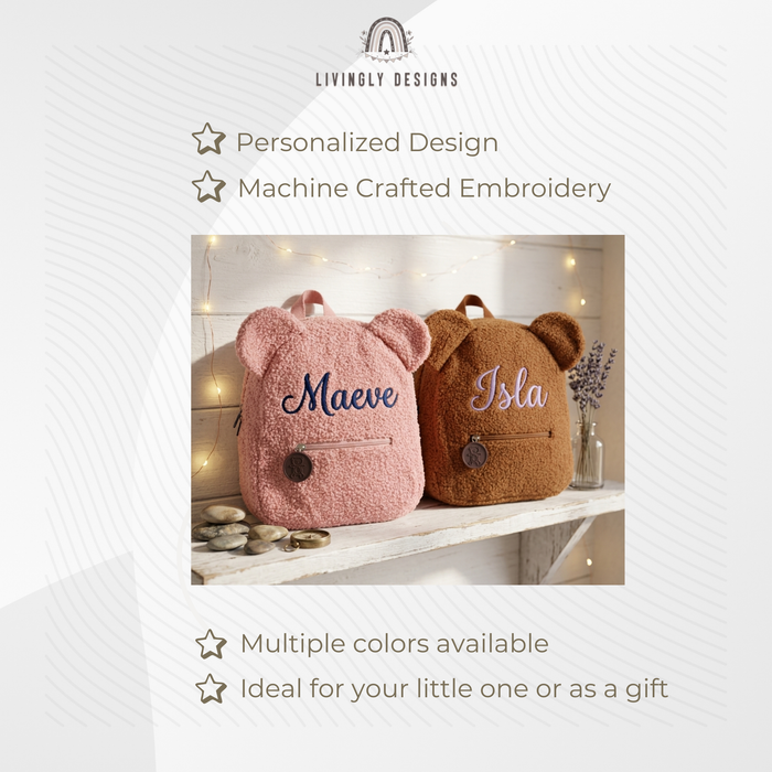 Custom Embroidered Name Teddy Bear Backpack