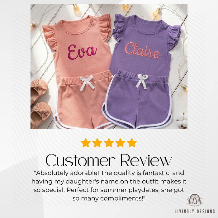 Personalized Embroidered Name Ruffle Top & Shorts