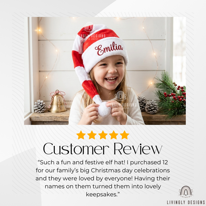 Personalized Embroidered Christmas Extra Long Holiday Elf Hat