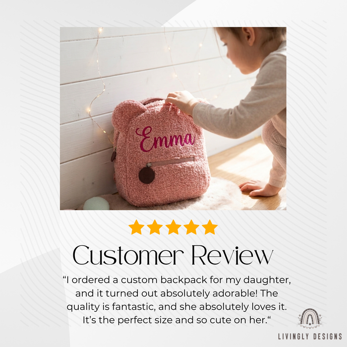 Custom Embroidered Name Teddy Bear Backpack