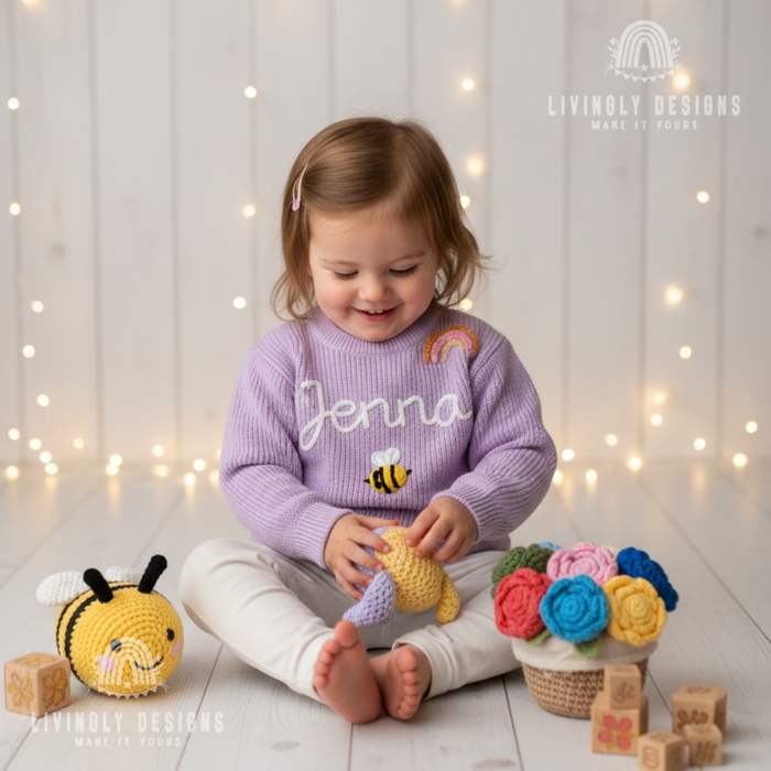 Custom Name Magic Meadow Themed Baby & Kids Sweater
