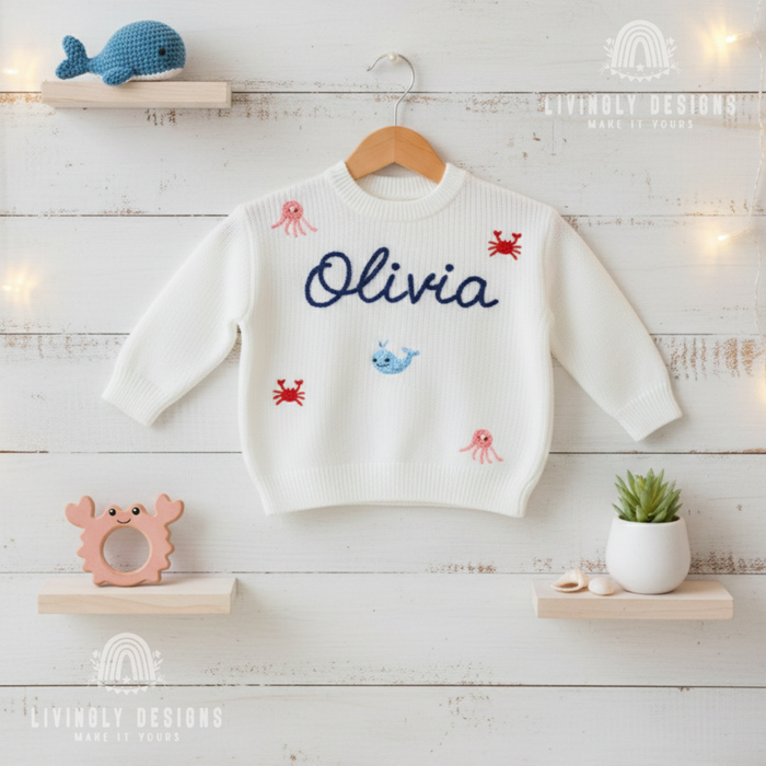 Custom Name Ocean Friends Themed Kids/Baby Sweater