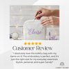 White corduroy makeup bag personalized with the name Eloise