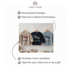 Three sweaters, beige, navy, and blue, named Noah, Nora, and Nina, with product feature highlights.