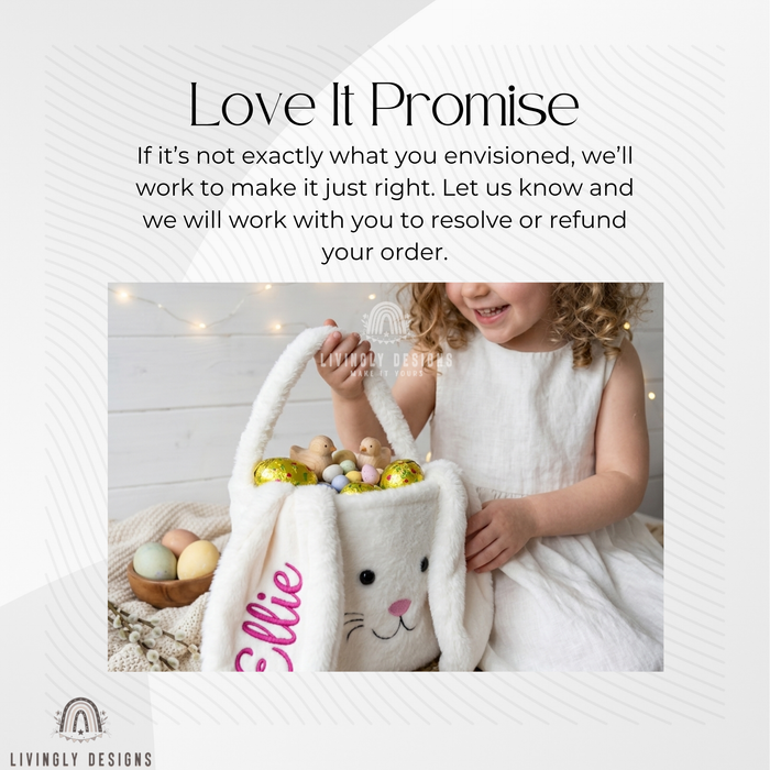 Girl with white bunny Easter basket named Ellie