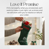 Green knit stocking with the name "Jonas"