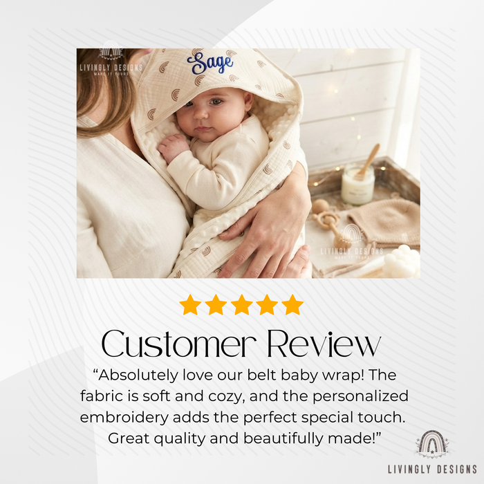Hooded blanket named Sage, five-star customer review.