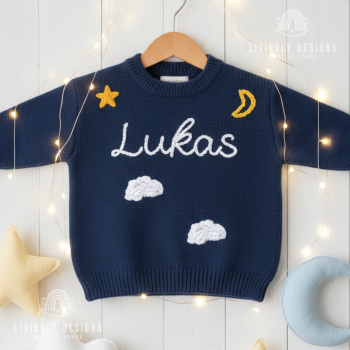 Custom Name Soft Night Skies Themed Kids/Baby Sweater