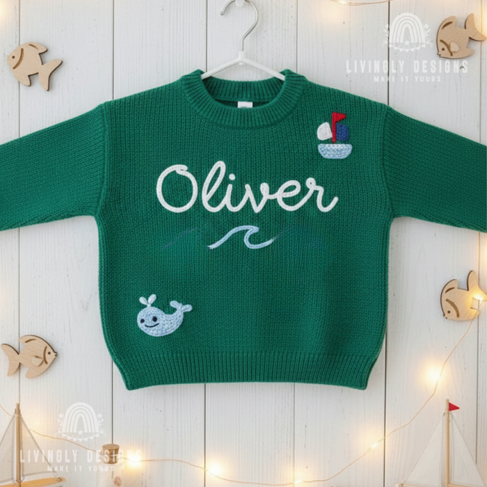 Custom Name Tiny Explorer Nautical Themed Kids/Baby Sweater