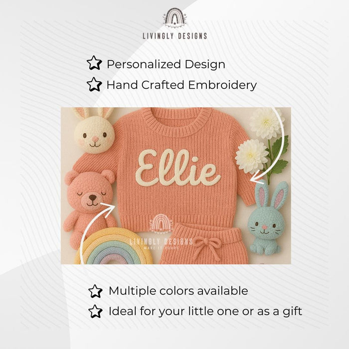 Personalized Name Baby Toddler Sweater & Shorts Set | Baby Gift Set | Personalized Keepsake | Hand-Embroidered Sweater |Custom Clothing Gift