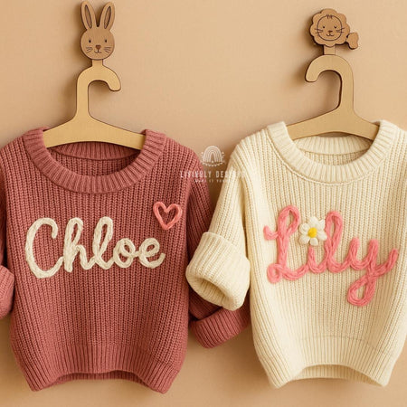 Personalized Name Baby Sweater | Custom Name Jumper | Hand-Embroidered Baby Sweater | Toddler Sweater | Baby Keepsake | Personalized Gift