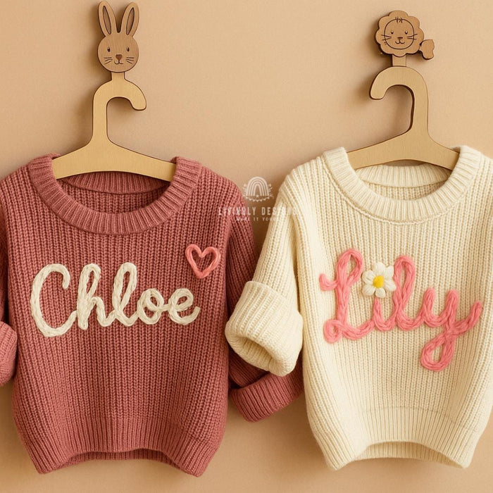 Personalized Name Baby Sweater | Custom Name Jumper | Hand-Embroidered Baby Sweater | Toddler Sweater | Baby Keepsake | Personalized Gift