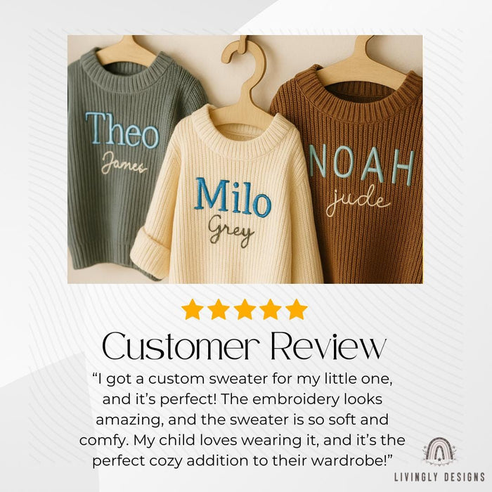Custom Name Baby Sweater | Embroidered Toddler Sweater | Personalized Baby Sweater | Custom Keepsake | Soft Baby Toddler Sweater | Baby Gift