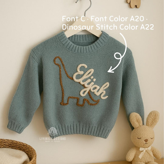 Custom Name Dinosaur Kids Sweater