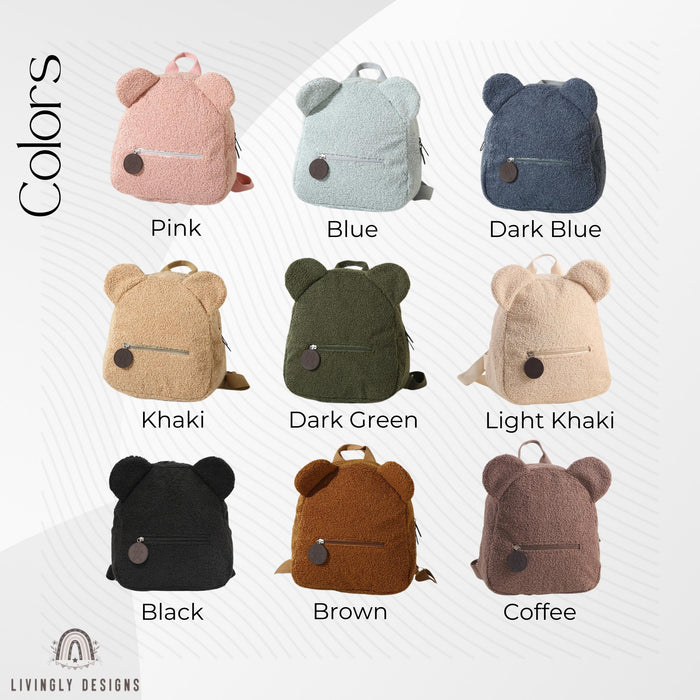 Personalized Name Soft Teddy Bear Toddler Backpack | Custom Embroidered Name | Back-to-School Keepsake | Teddy Bear Backpack Custom Backpack